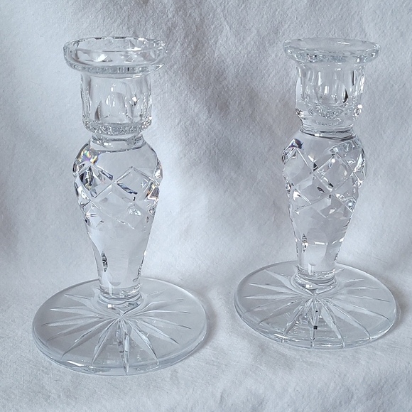 Cut Glass Candle Holders - Picture 1 of 3